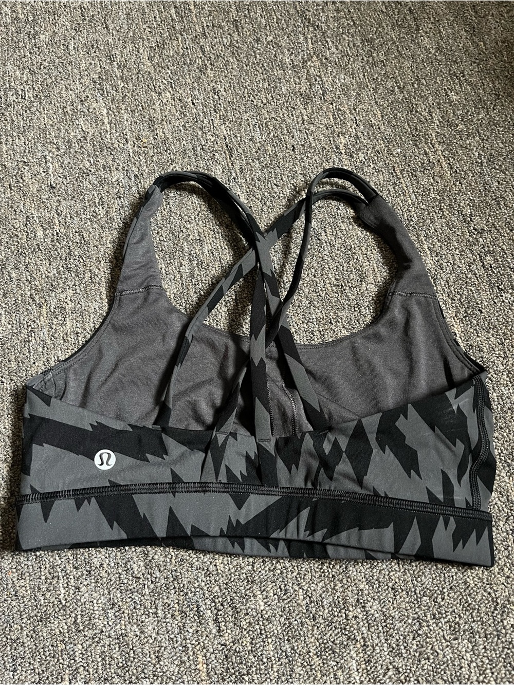 lululemon athletica Black & Gray Patterned Strappy Sports Bra